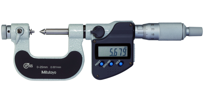 Mitutoyo Digimatic menetmérő mikrométer, IP65, 0-25 mm, 0.001 mm (326-251-30) termék fő termékképe